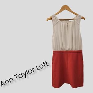 LOFT Pink and white two tone dress Size: 6 EUC